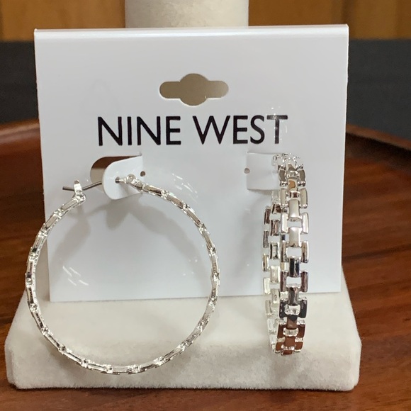 NWT Nine West silver tone hoop earrings - Picture 1 of 3
